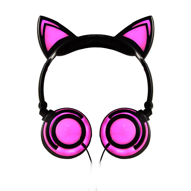 Cat Ear Headphones with Light and Foldable Design