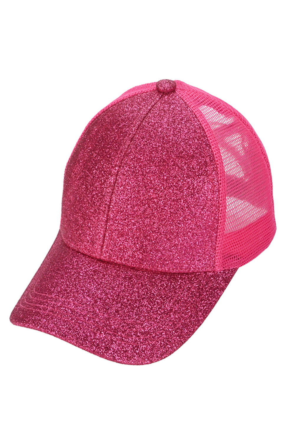 C.C Women's Glitter Mesh Back Criss-Cross Ponytail Cap