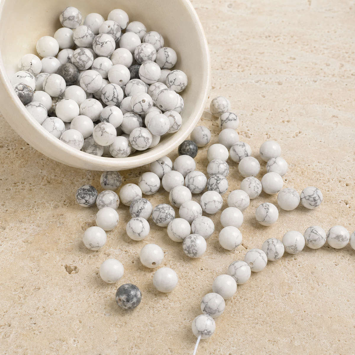 Howlite Beads, Natural Round Crystal Beads 4mm to 12mm