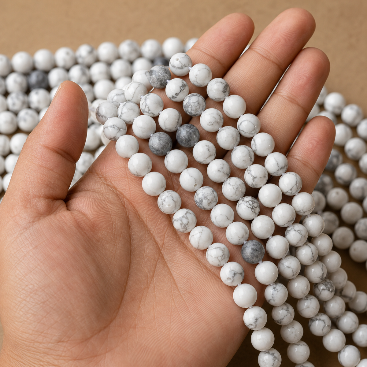 Howlite Beads, Natural Round Crystal Beads 4mm to 12mm