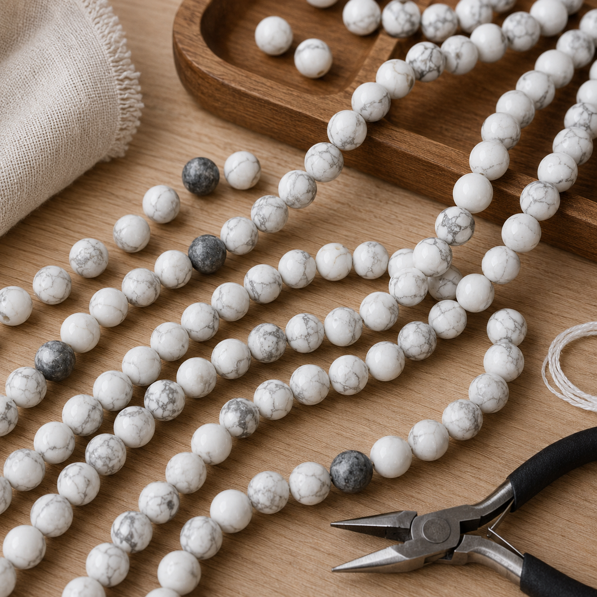 Howlite Beads, Natural Round Crystal Beads 4mm to 12mm