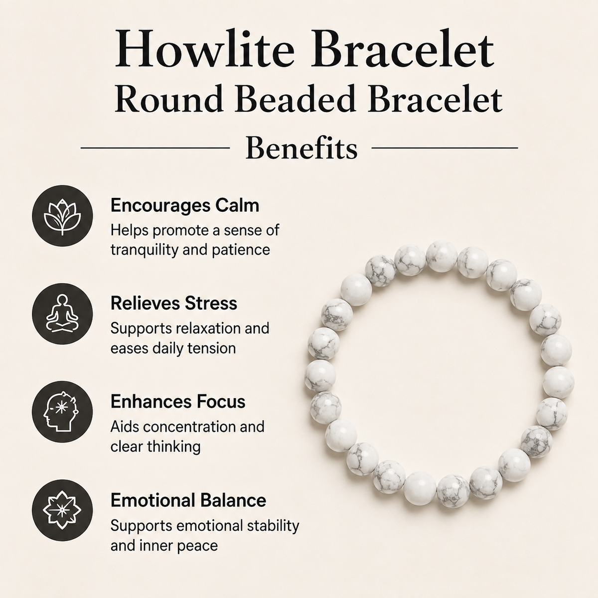 Howlite Bracelet (Insight and  Stress Relief).