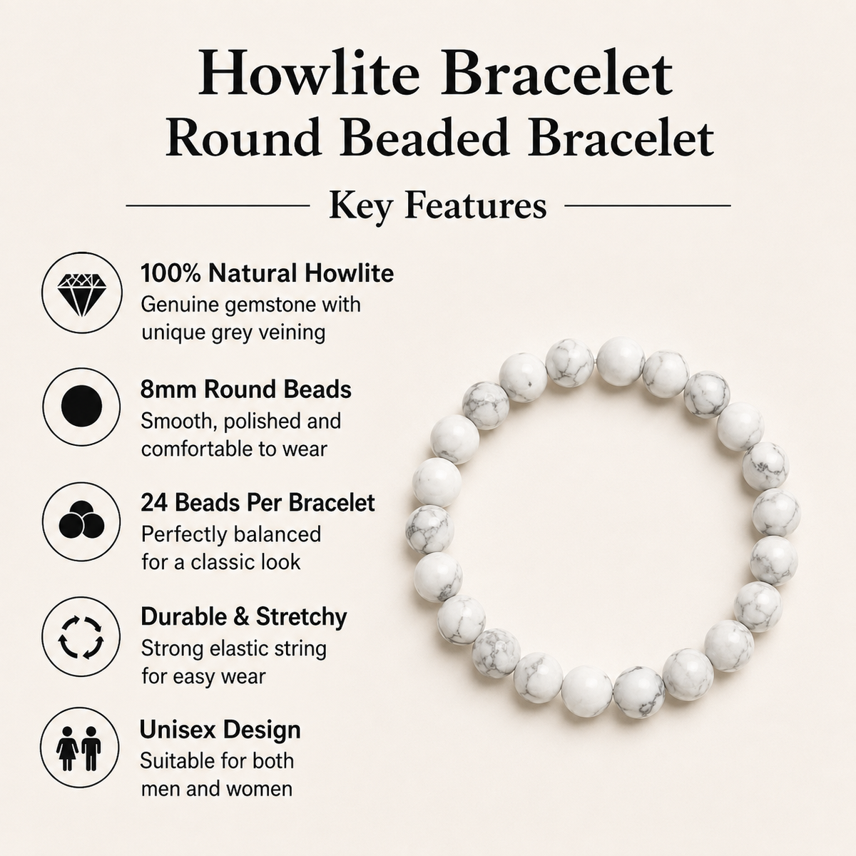Howlite Bracelet (Insight and  Stress Relief).