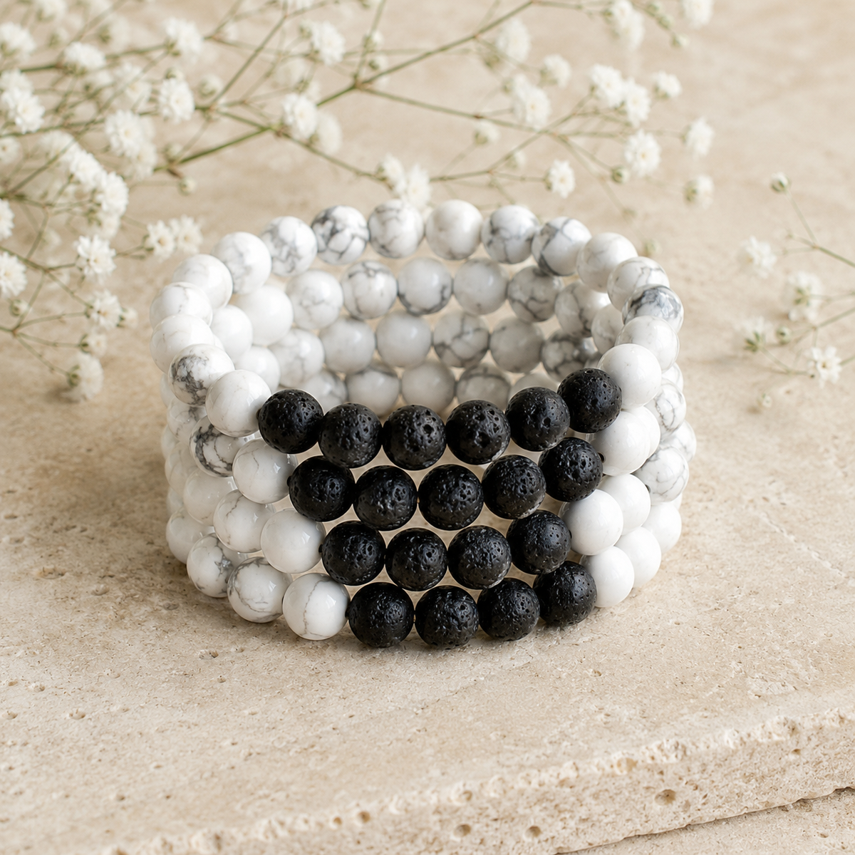 Howlite Diffuser Bracelet, Lava Diffuser Jewelry, Aromatherapy, Essential Oil Bracelet, Spiritual Gift, Yoga Gift for Her