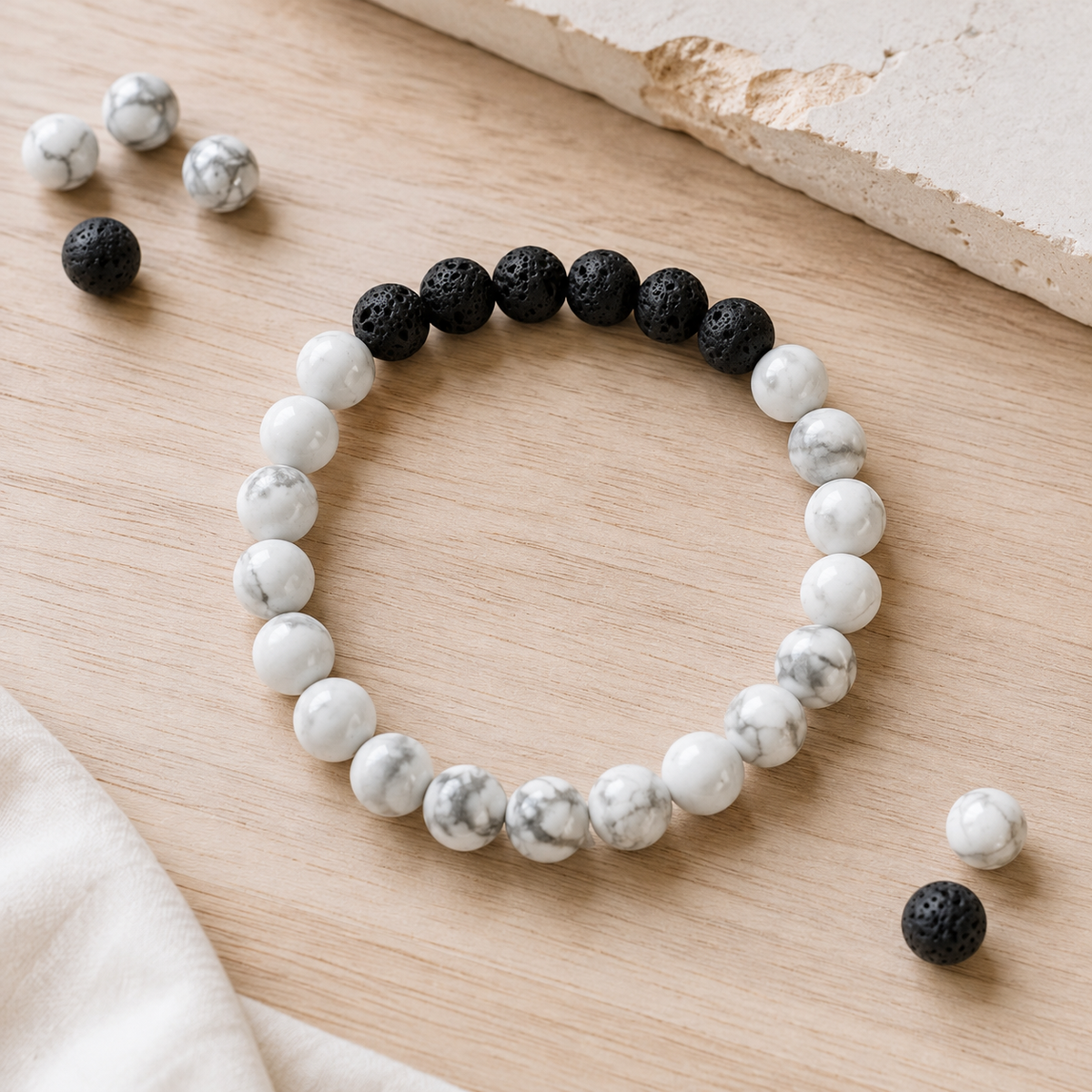 Howlite Diffuser Bracelet, Lava Diffuser Jewelry, Aromatherapy, Essential Oil Bracelet, Spiritual Gift, Yoga Gift for Her