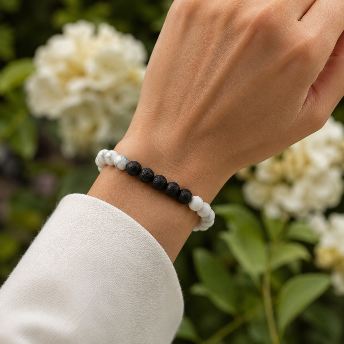 Howlite Diffuser Bracelet, Lava Diffuser Jewelry, Aromatherapy, Essential Oil Bracelet, Spiritual Gift, Yoga Gift for Her