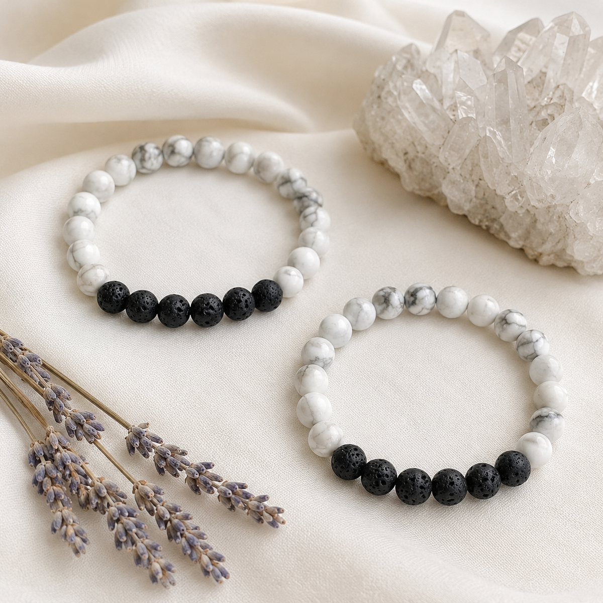 Howlite Diffuser Bracelet, Lava Diffuser Jewelry, Aromatherapy, Essential Oil Bracelet, Spiritual Gift, Yoga Gift for Her
