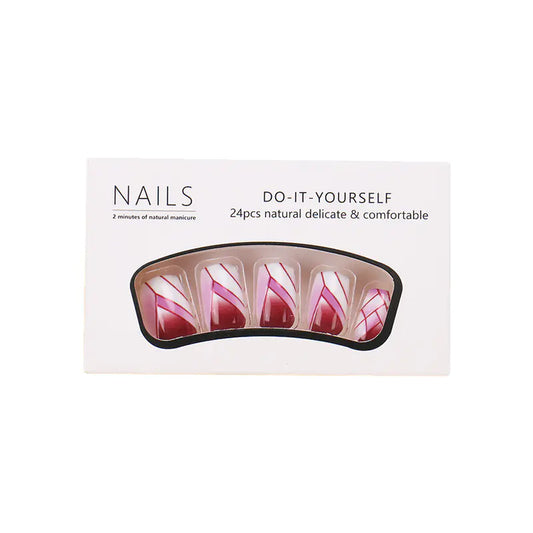 New Purple and White Long Press-On Nail Tips (Wholesale)