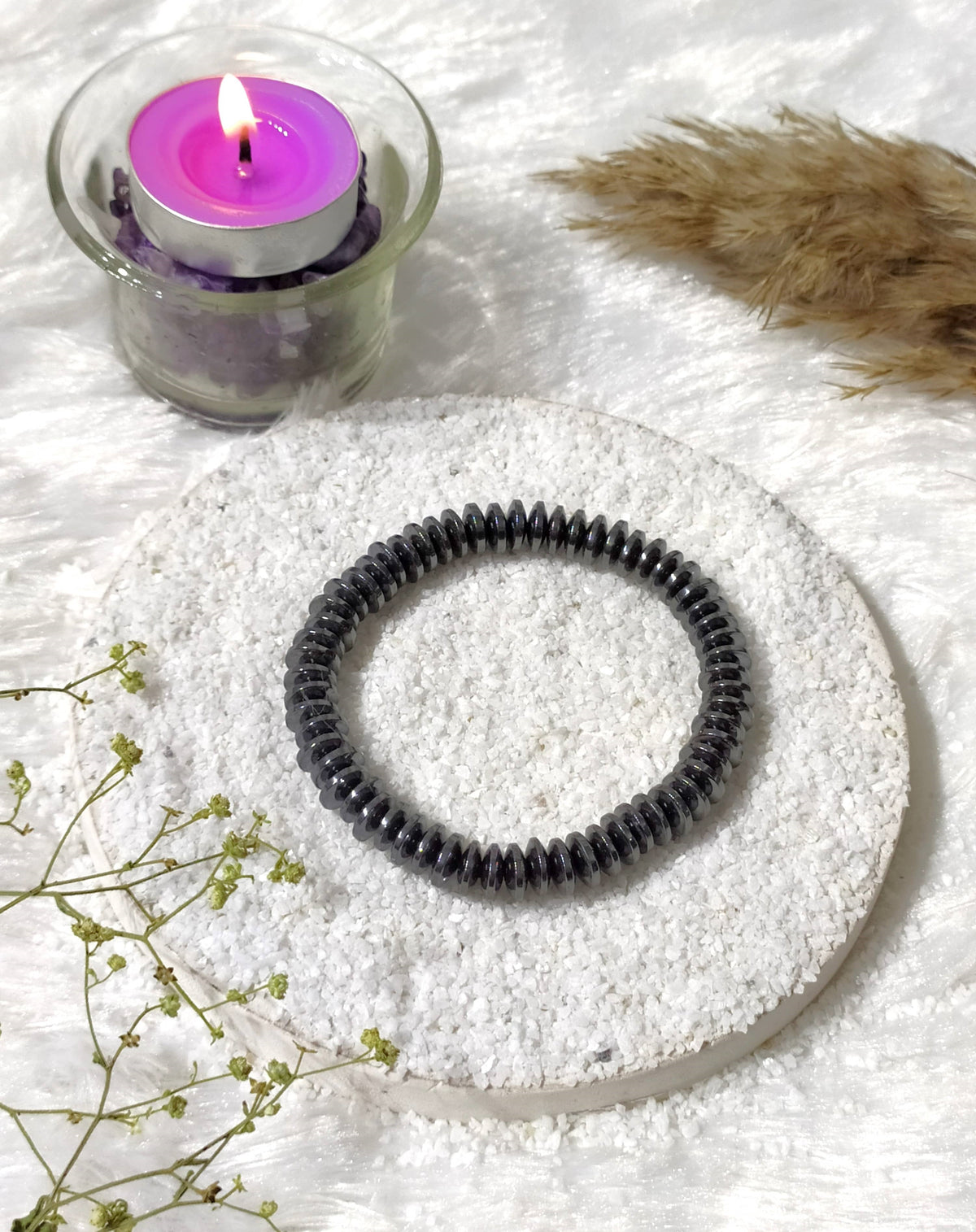 Rondelle Beads Hematite Bracelets, Healing Crystal Bracelets.
