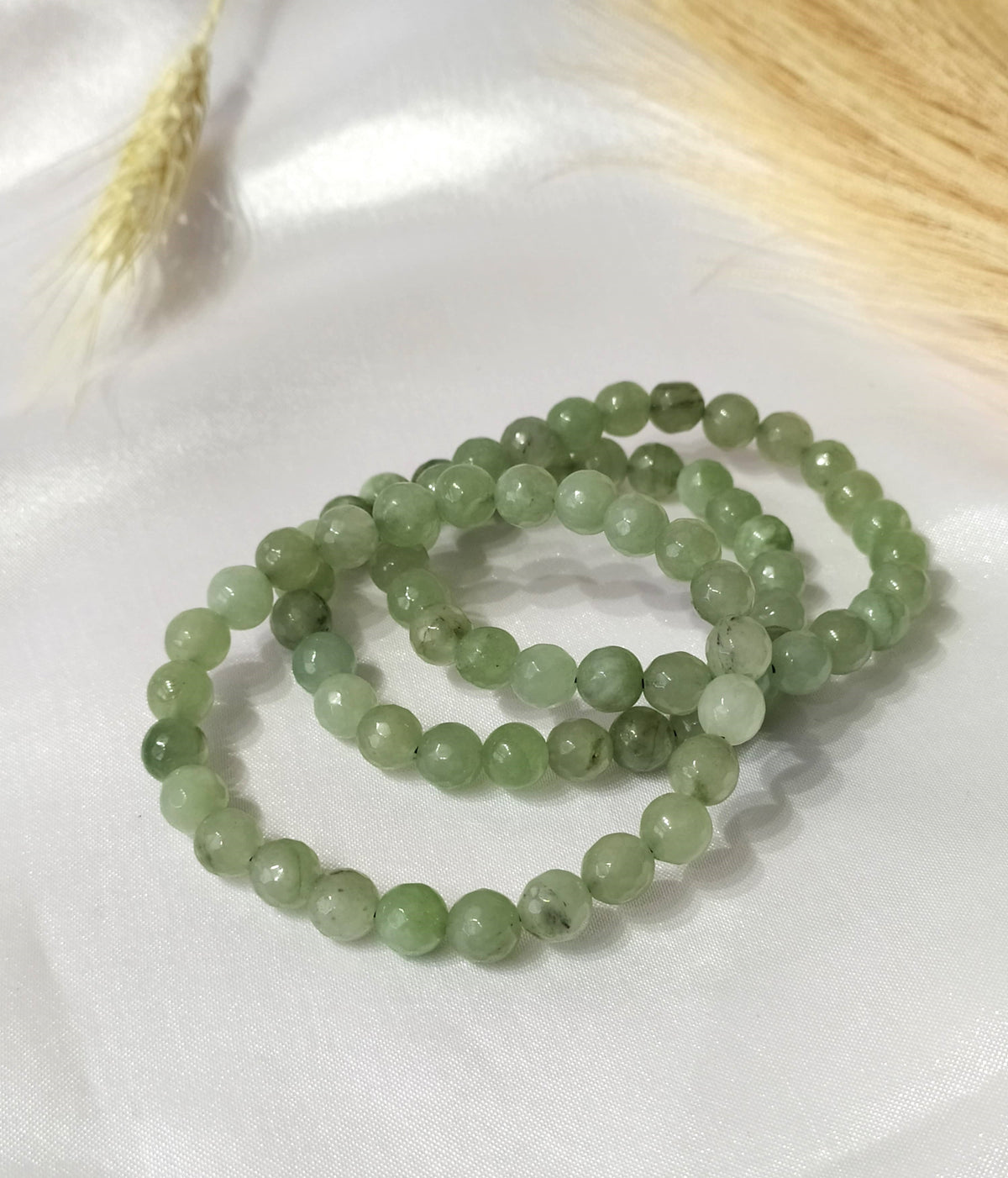 Green Aventurine Faceted Beads Bracelet, Crystal Bracelet
