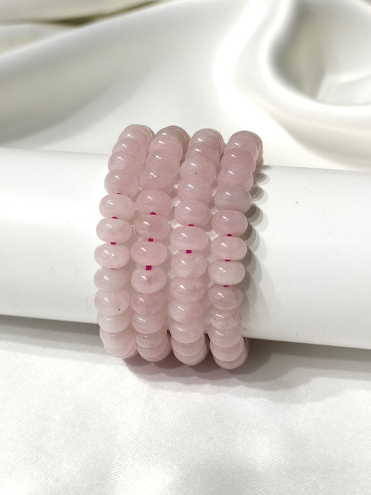 Rondelle Beads Rose Quartz Bracelets, Healing Crystal Bracelets.