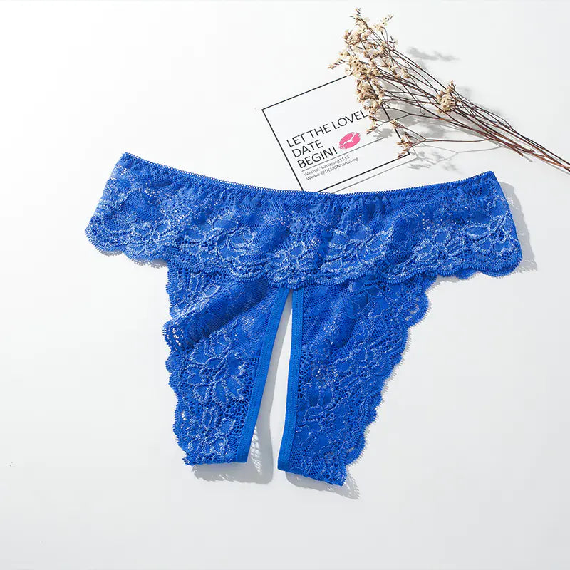 Large Size Open Crotch Lace Panties for Daily Wear - Lingerie