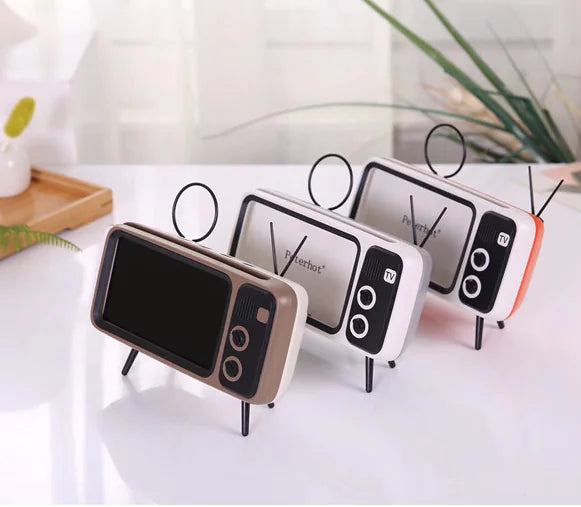 PTH800 Retro TV Phone Stand with Mini Bluetooth Speaker