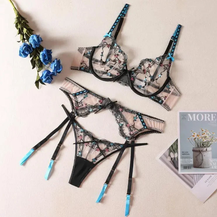 Ultra-Thin Lace Bra Set - Lingerie
