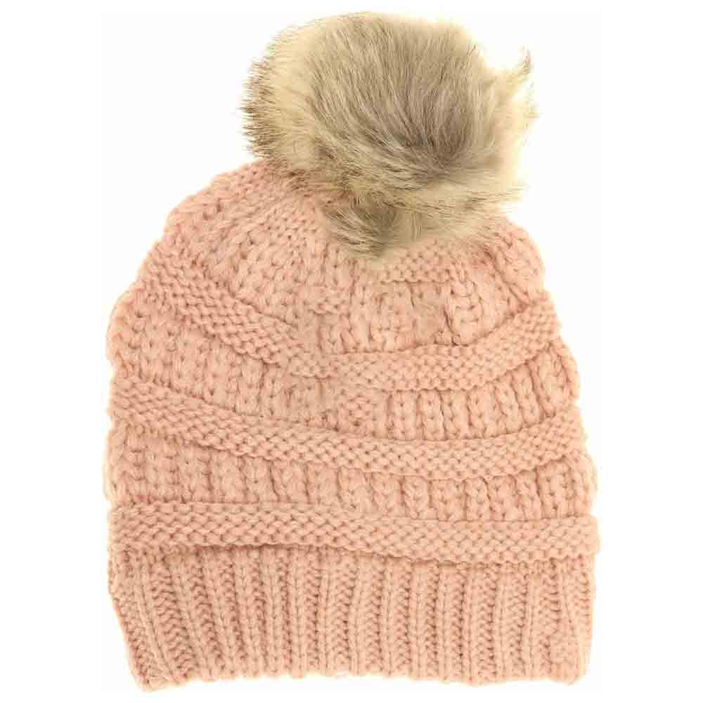Kids Fur Pom C.C Beanie
