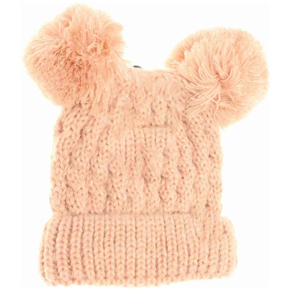 Kids Solid Double Pom C.C Beanies
