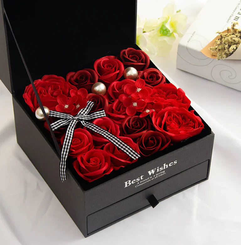 Square Drawer Gift Box for Valentine's Day, Necklace Box