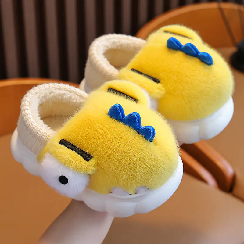 Boys' Dinosaur Cotton Slippers with Warm Velvet Lining- 888