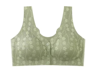 Plus Size Lace Trim Wireless Bra for Older Women - Lingerie