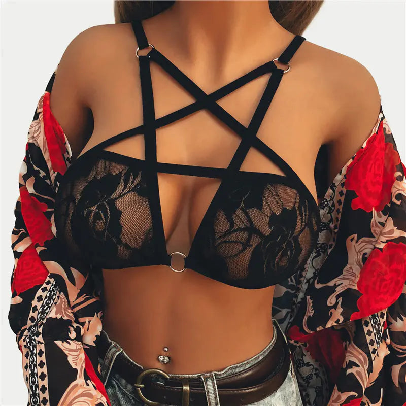 Lace Lingerie with Straps and Cut-Out Design for Women