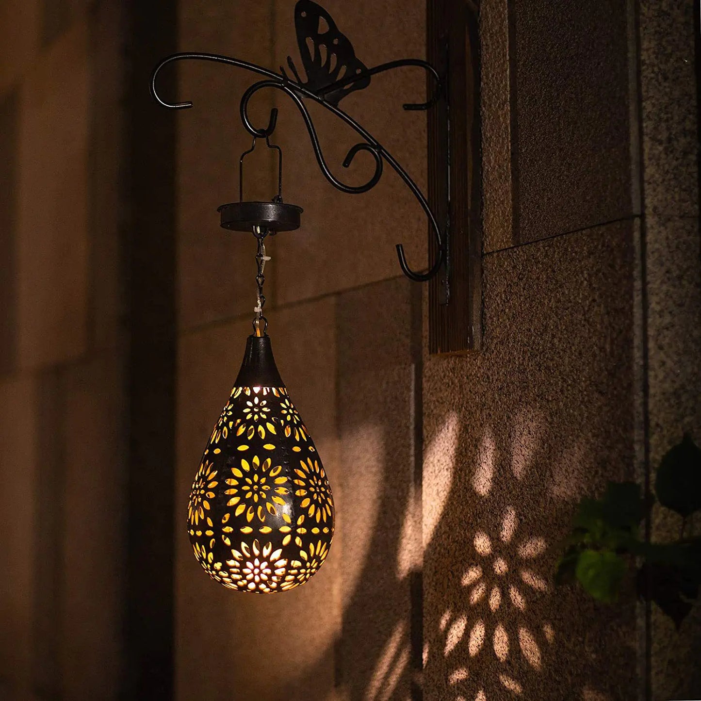 Solar Outdoor Daisy Iron Pendant Light with LED Projection - 888