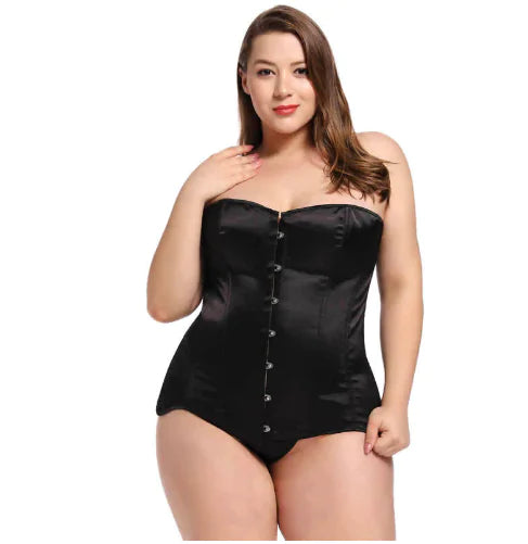 Lace and Satin Shaping Bodysuit with Sheer Details - Lingerie