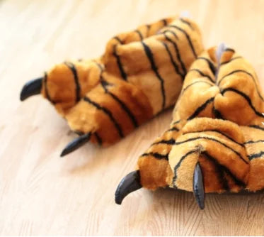 Cotton Slippers with Cat Paw Design and Fluffy Texture- 888
