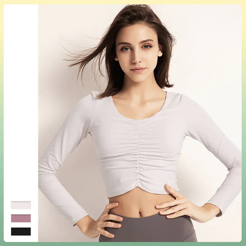 Fashion Long Sleeve Yoga Top with Built-in Padding - Lingerie