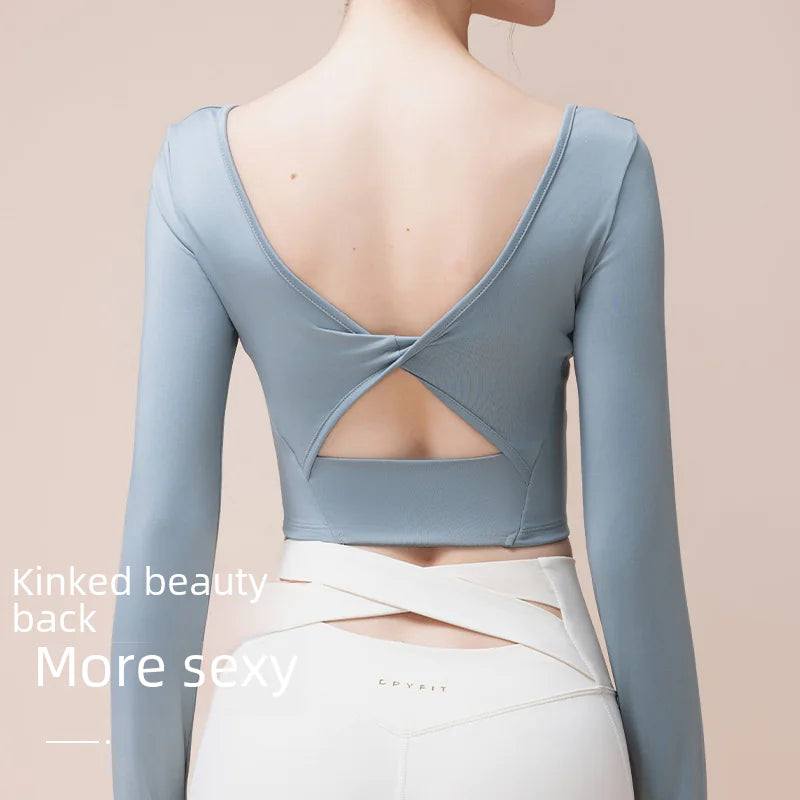New Autumn Winter Yoga Long Sleeve Top with Padding - Lingerie