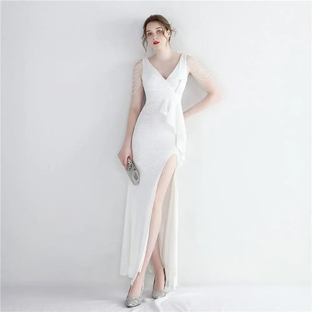 Long Sequined Aura Queen Evening Dress - 888