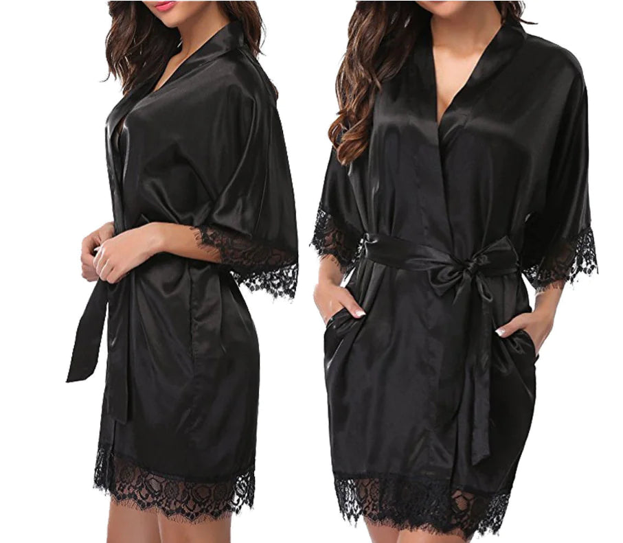 Plus Size Silk Feel Nightgown and Lingerie Set