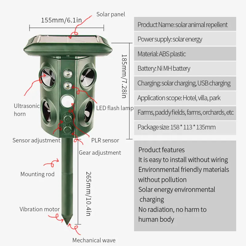 Outdoor Waterproof Solar Animal Repeller (1pc) - 888