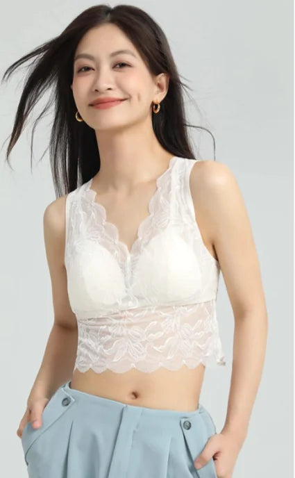 Lace French Bra for Women - Wireless and Supportive - Lingerie