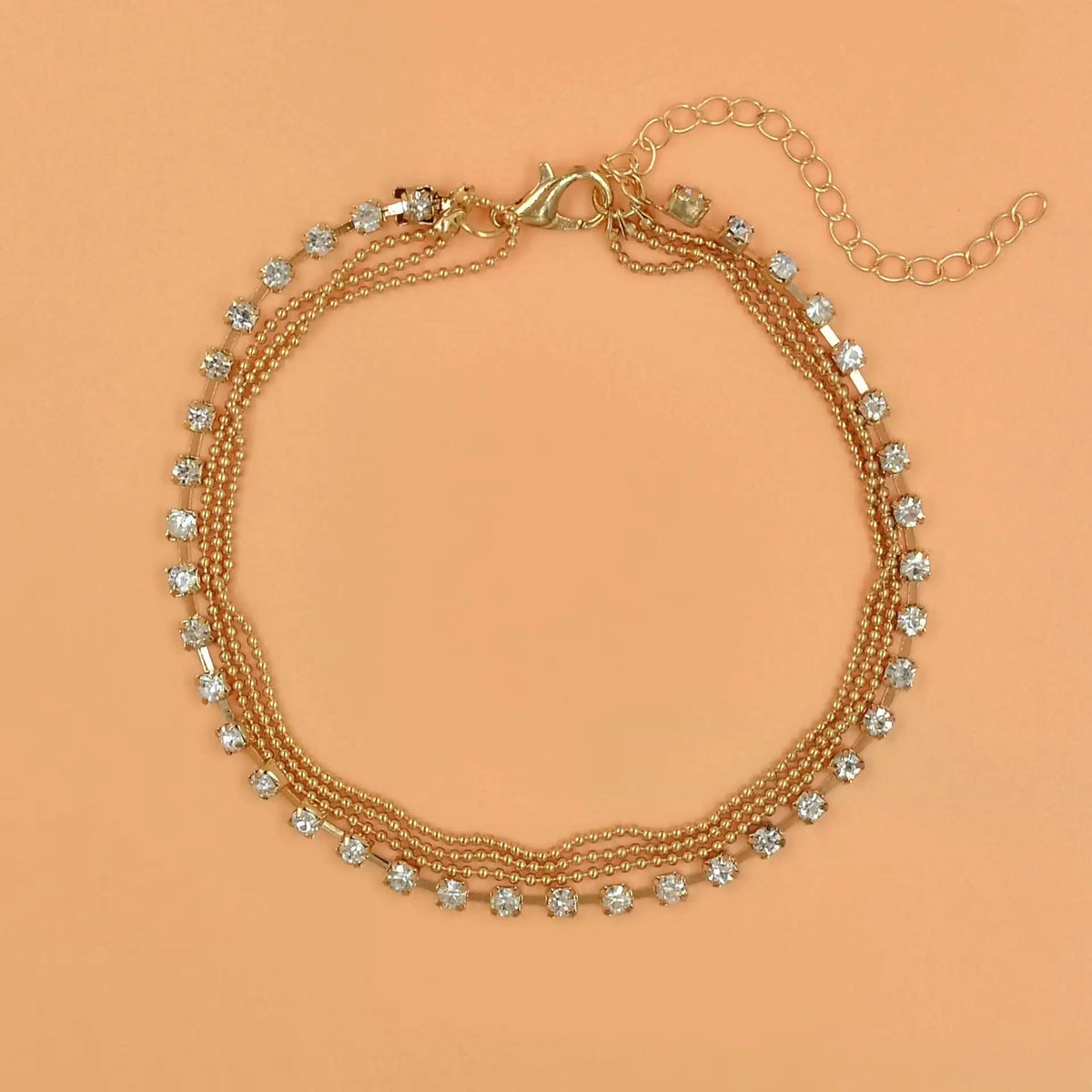 Simple Strass Cup Chain Handanklet Personality Multi-layer Bead Necklace