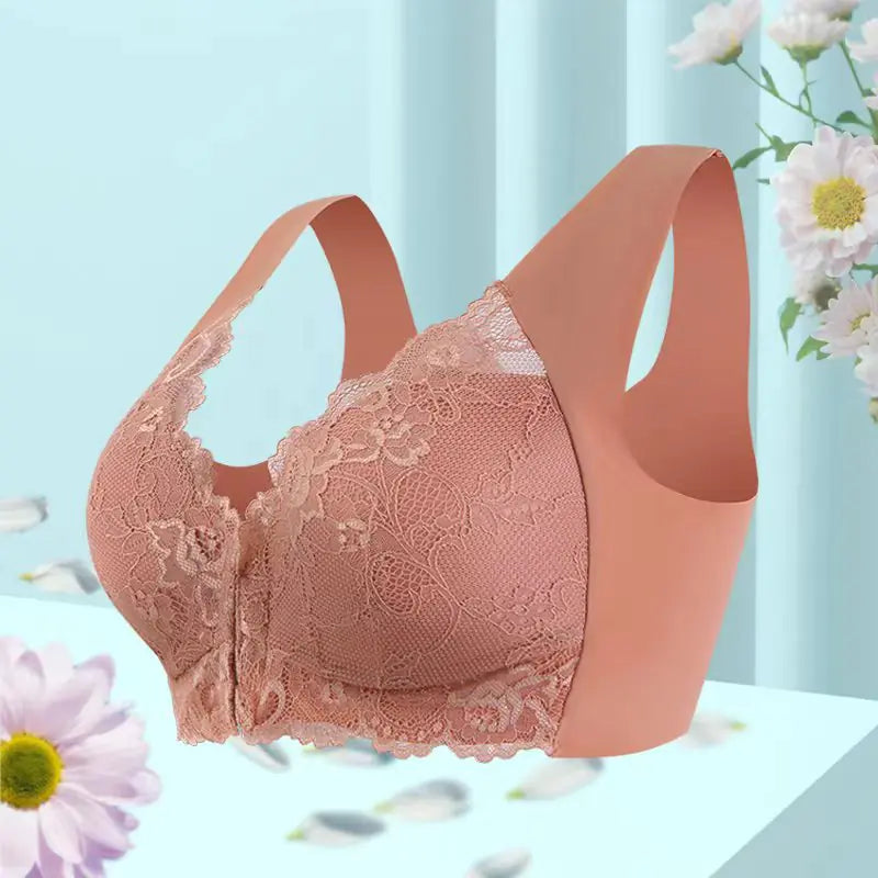 Lace Wireless Bra for Women - Plus Size Front Closure - Lingerie