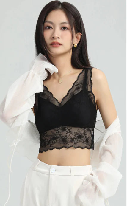 Lace French Bra for Women - Wireless and Supportive - Lingerie