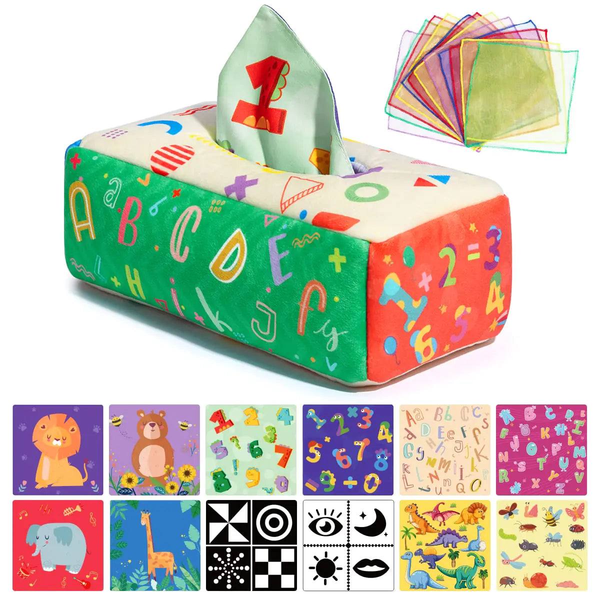 URMYWO Baby Toys 6 to 12 Months Toys for 1 years old Baby Tissue Box Toy Sensory Toys for 0-6-12-18 Months Infant Newborn Toddlers Baby Soft Crinkle Toys Early Learning Toys Boys Girls Baby Gifts - US seller