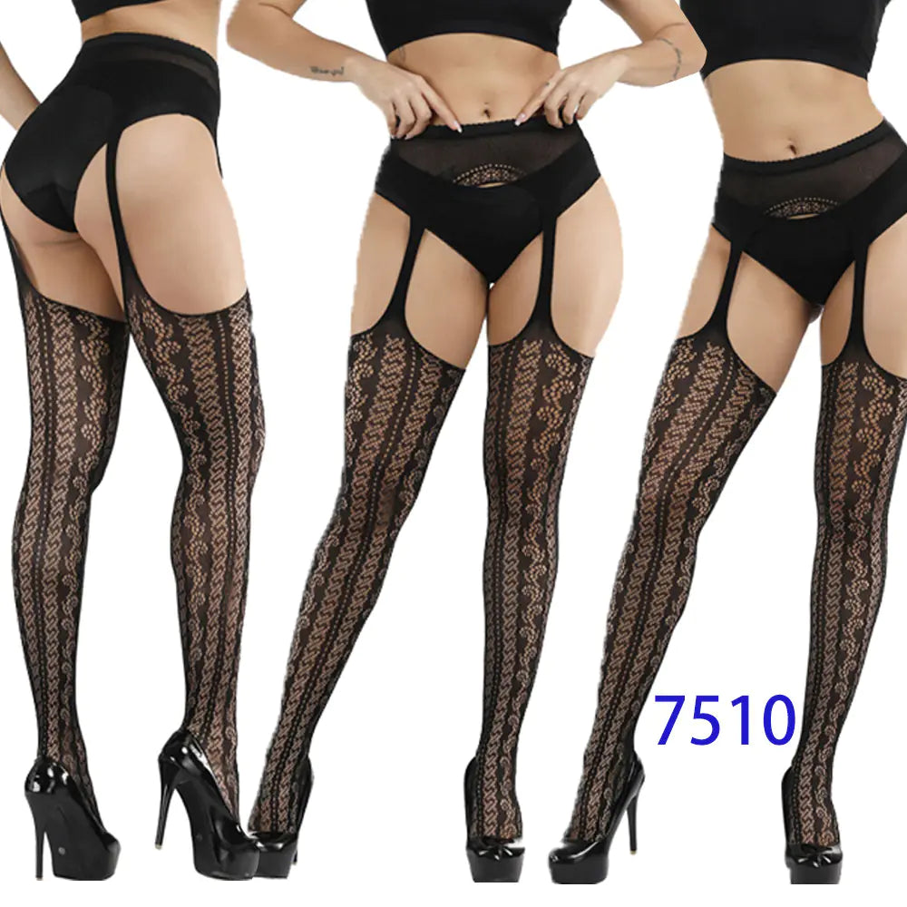 New Women's High Elasticity Open-Crotch Fishnet Stockings - Lingerie