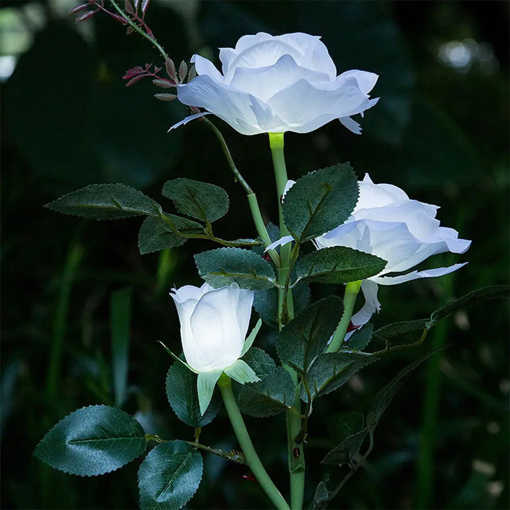 Solar LED White Rose Flower Outdoor Lawn Decor Light - 888