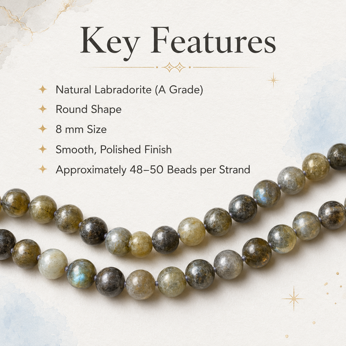 Labradorite Beads, Natural Round Crystal Beads 4mm to 12mm