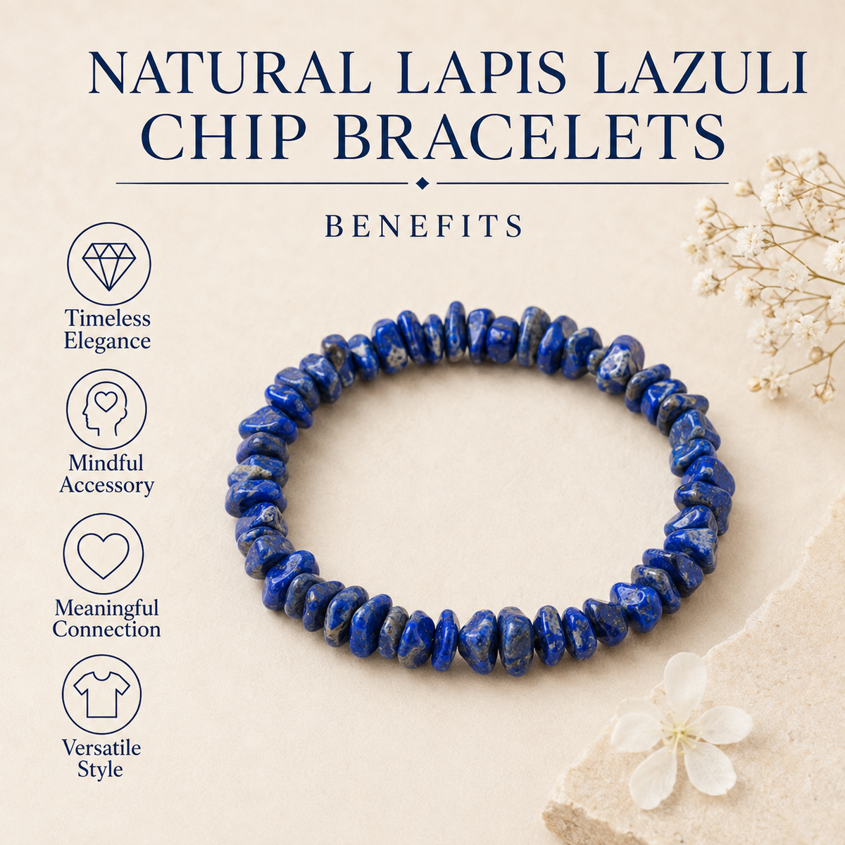 Lapis Lazuli Chip Bracelet (Good Fortune and Clarity)