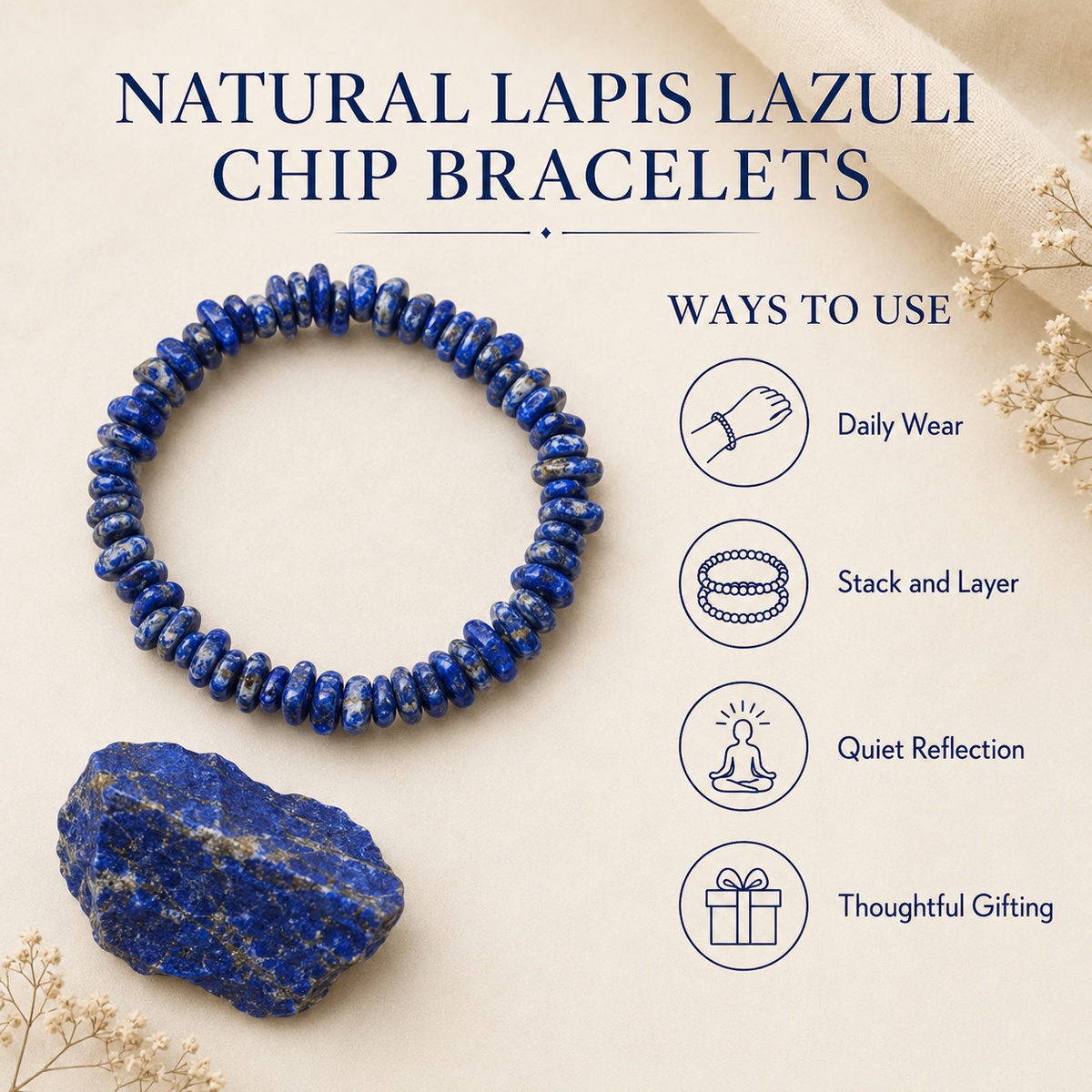 Lapis Lazuli Chip Bracelet (Good Fortune and Clarity)