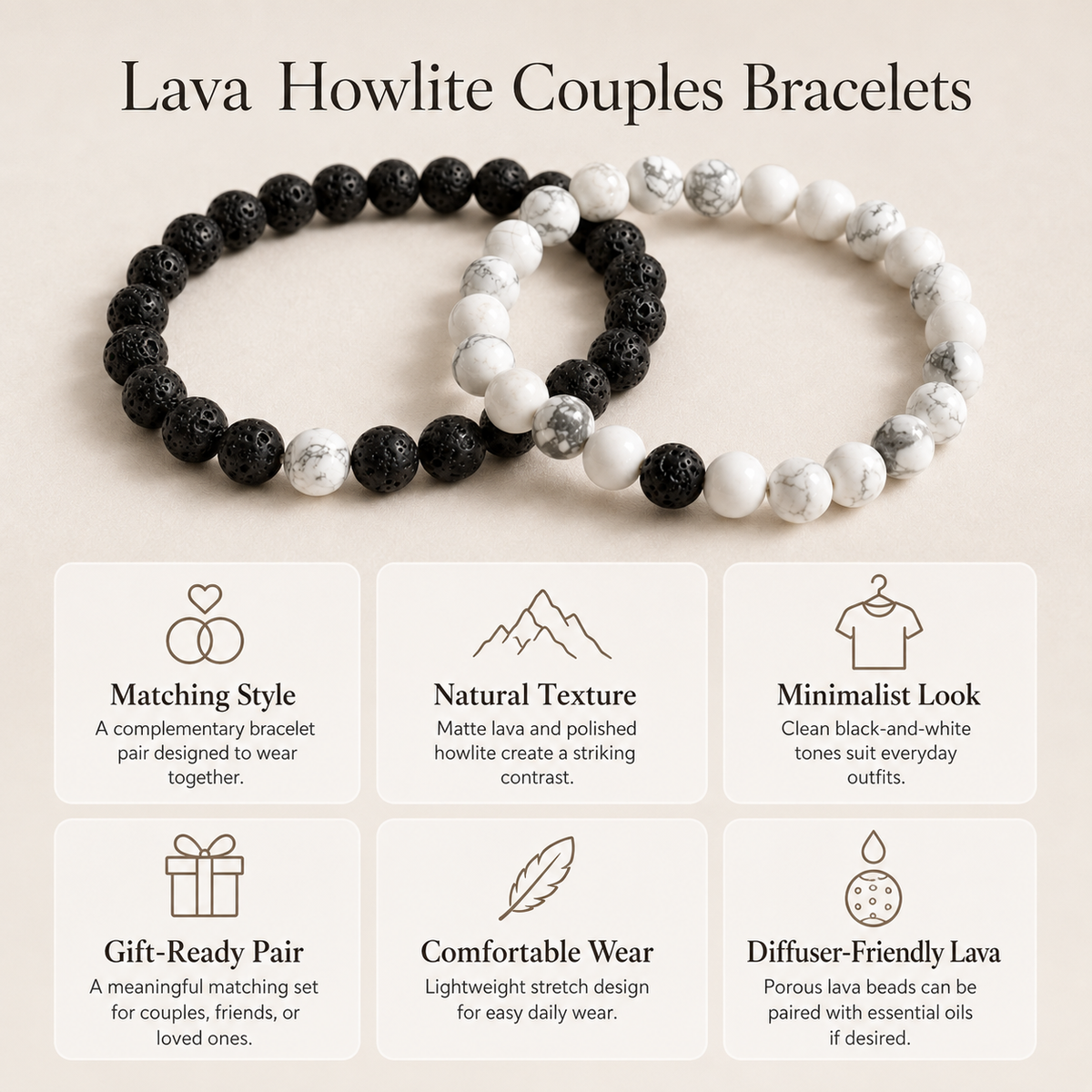 Lava Howlte Couple Bracelets, Anniversary Gift (Expansion and Inspiration )