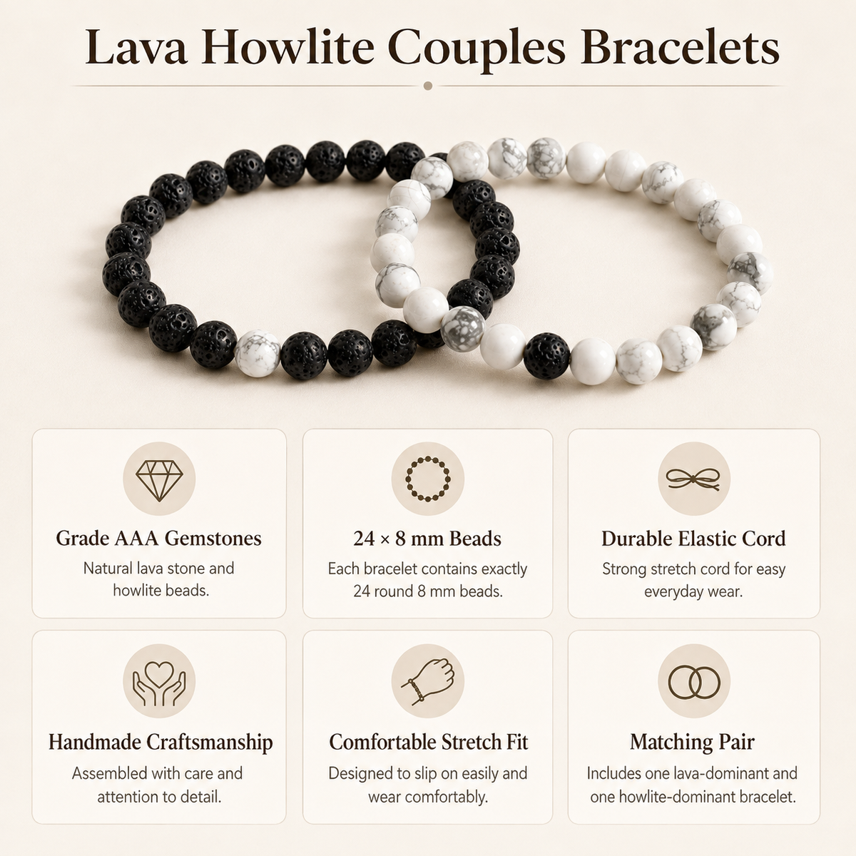 Lava Howlte Couple Bracelets, Anniversary Gift (Expansion and Inspiration )