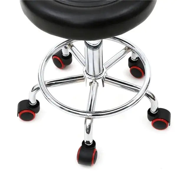 Round Shape Adjustable Salon Stool With Back And Line Black XH
