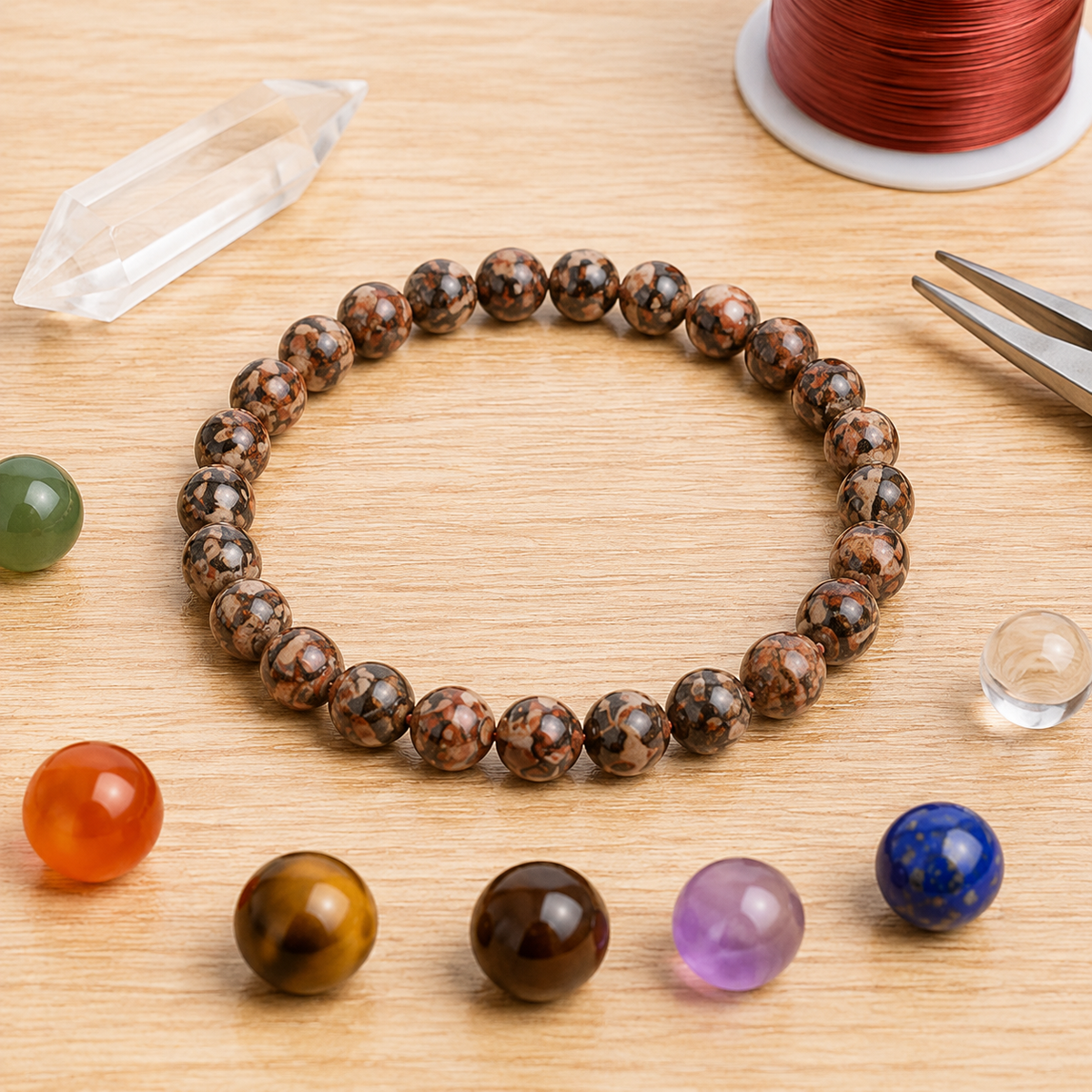 Leopardskin Jasper Bracelet (Leadership and Chakra Cleansing).