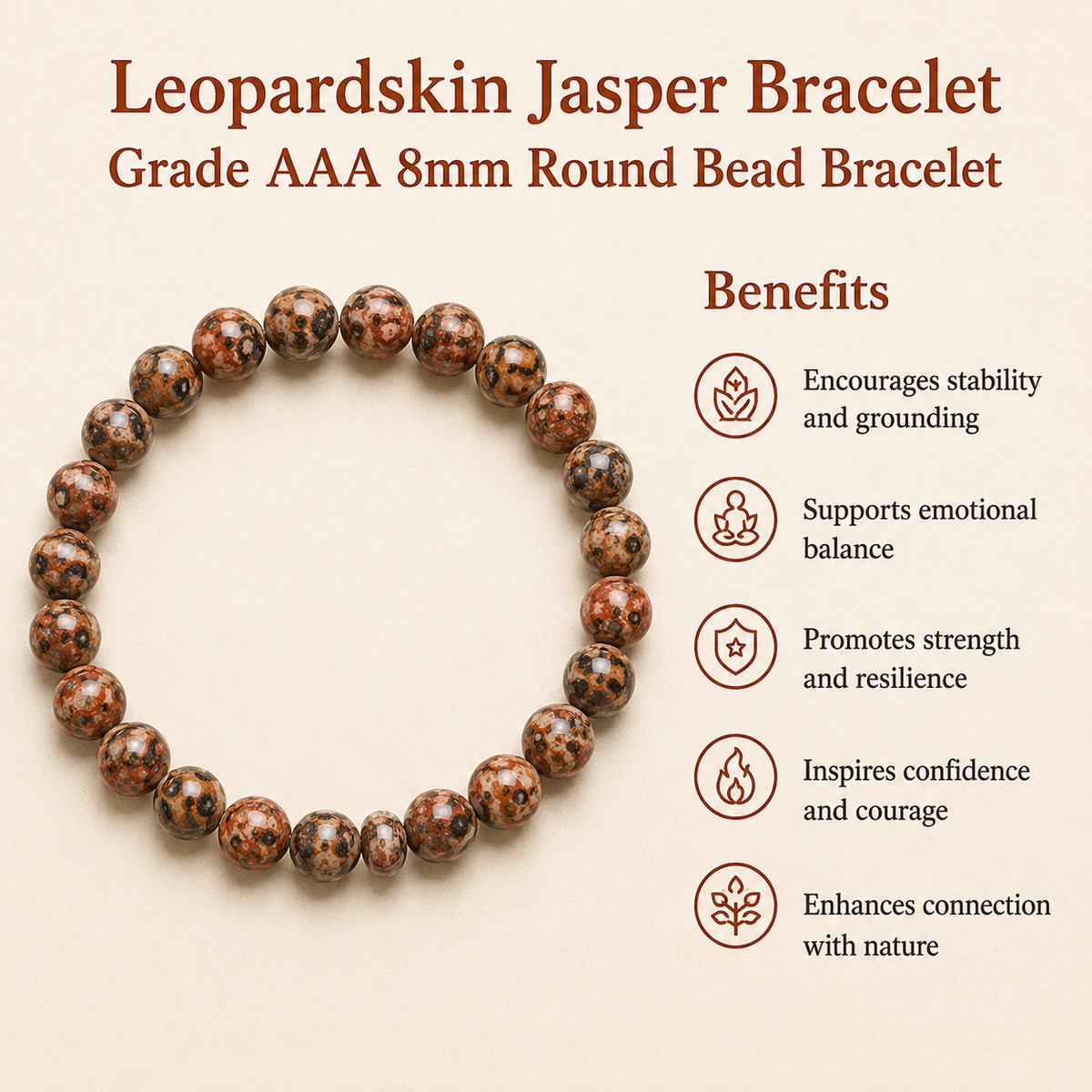 Leopardskin Jasper Bracelet (Leadership and Chakra Cleansing).
