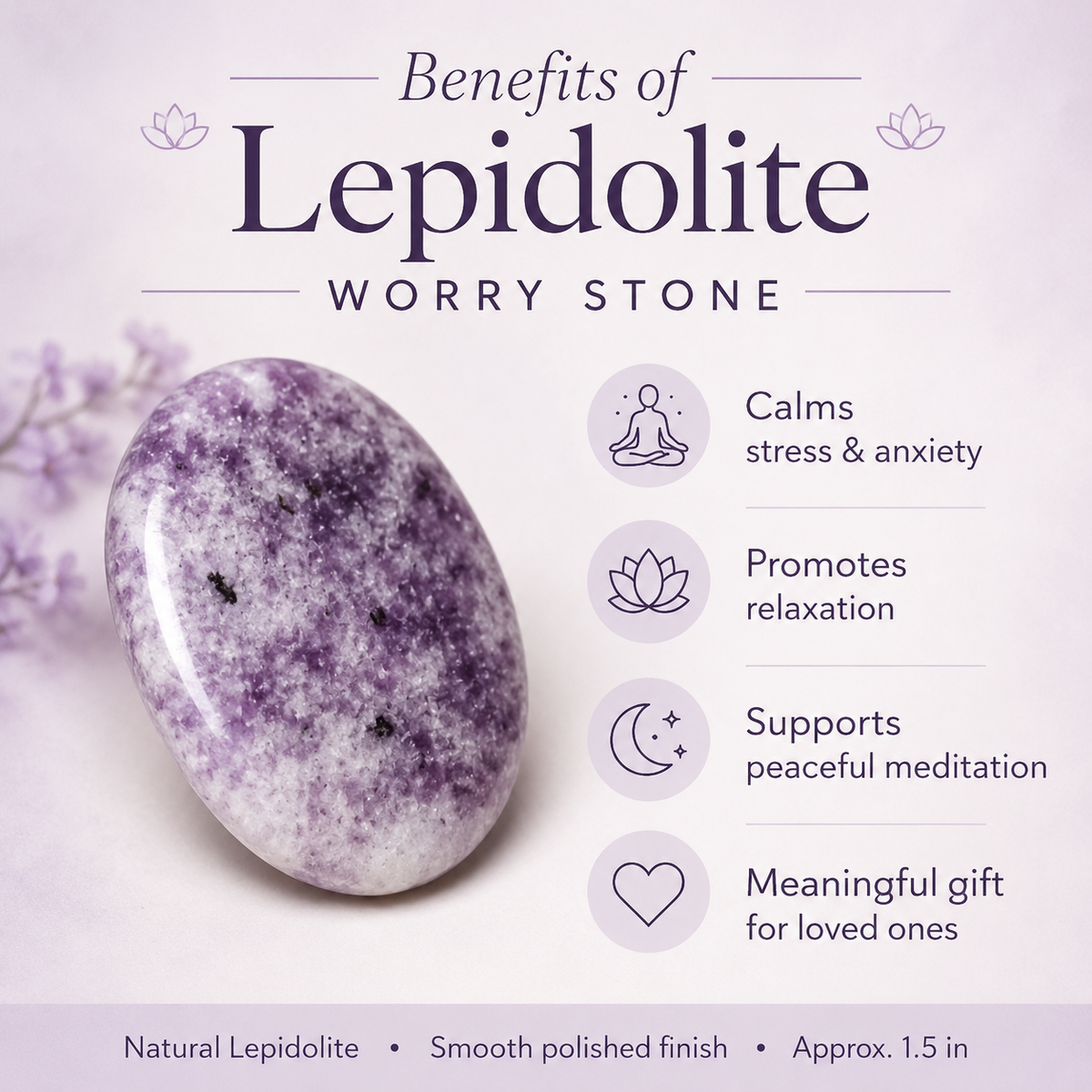 Lepidolite Pocket Stones (Joy and Relaxation)