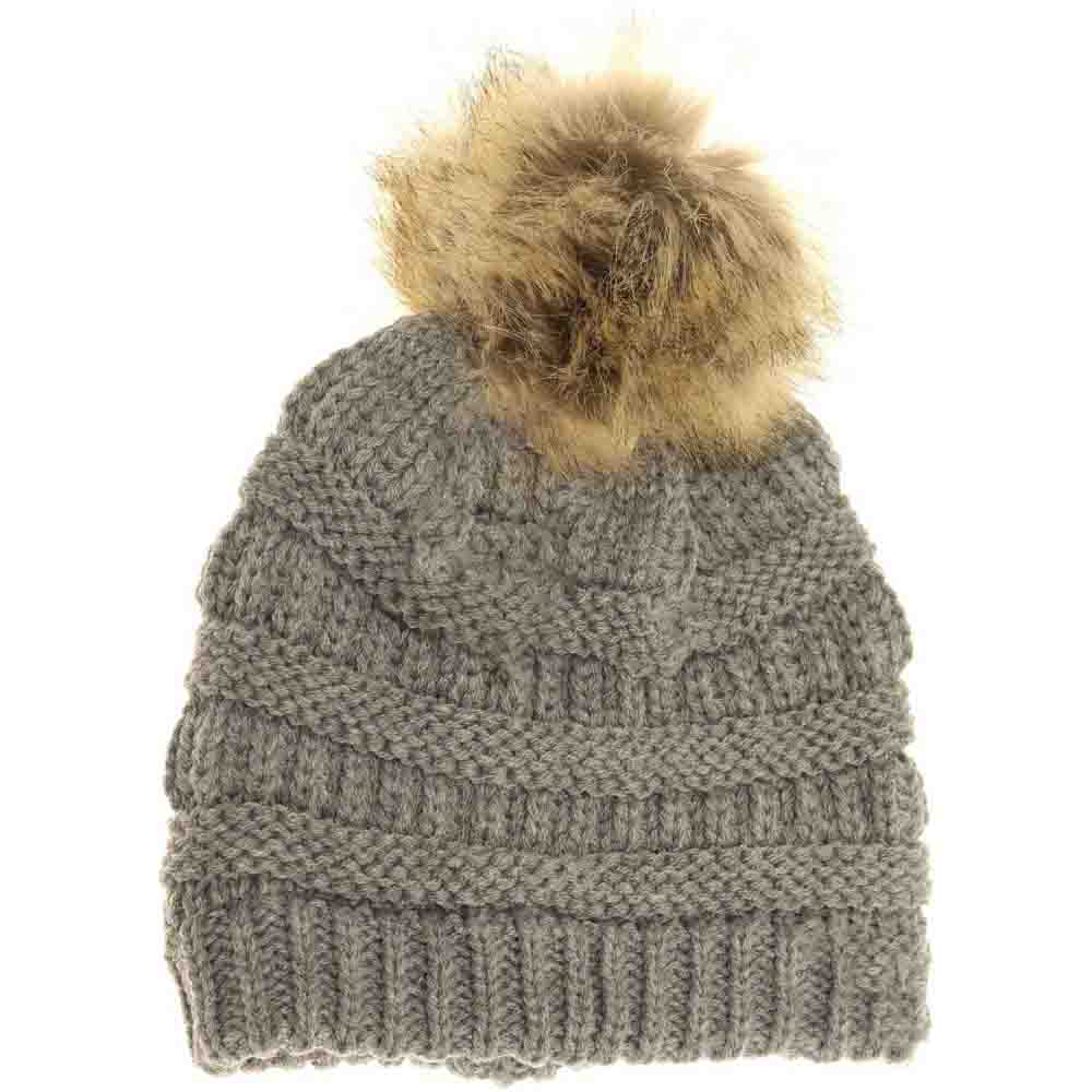 Kids Fur Pom C.C Beanie