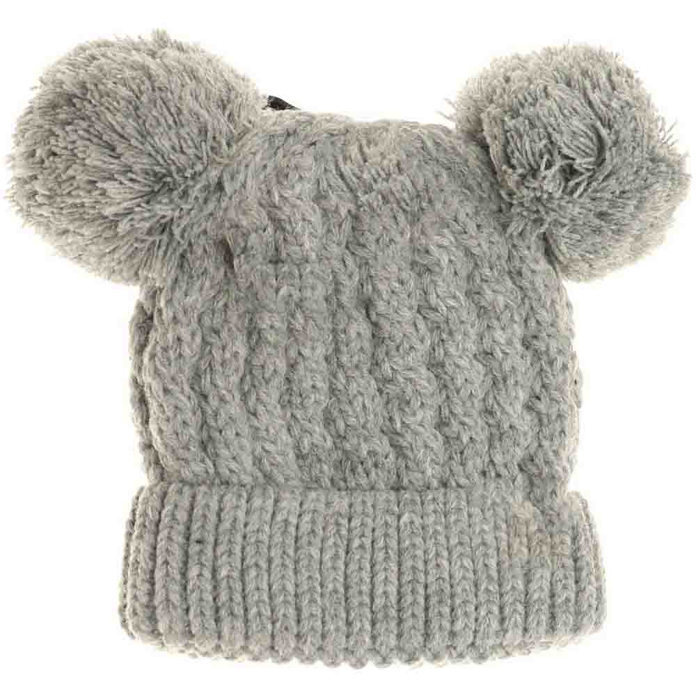 Kids Solid Double Pom C.C Beanies